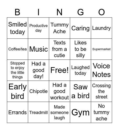 Bree’s Day Bingo Card