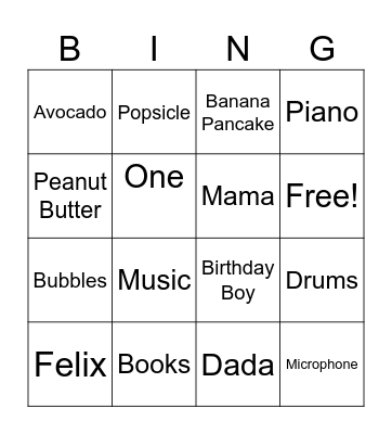 JEREMIAH'S BIRTHDAY Bingo Card