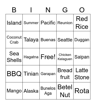 Villafuerte Family Reunion Bingo Card