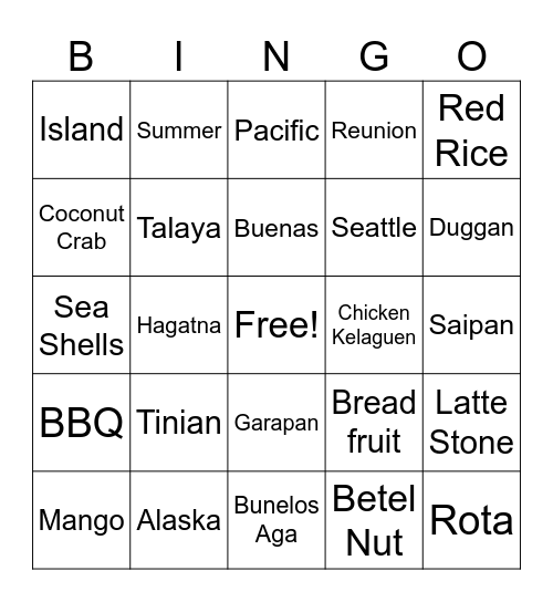 Villafuerte Family Reunion Bingo Card