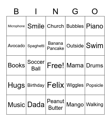 JEREMIAH'S BIRTHDAY Bingo Card