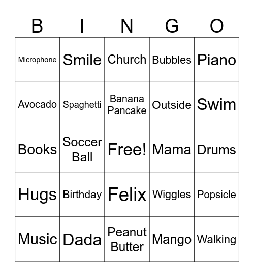 JEREMIAH'S BIRTHDAY Bingo Card