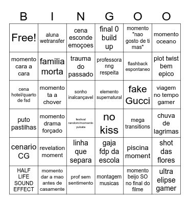 Filme Romance Anime Merda Bingo Card