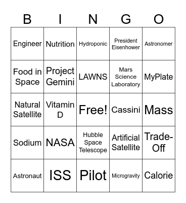 Corn in Space Bingo Card