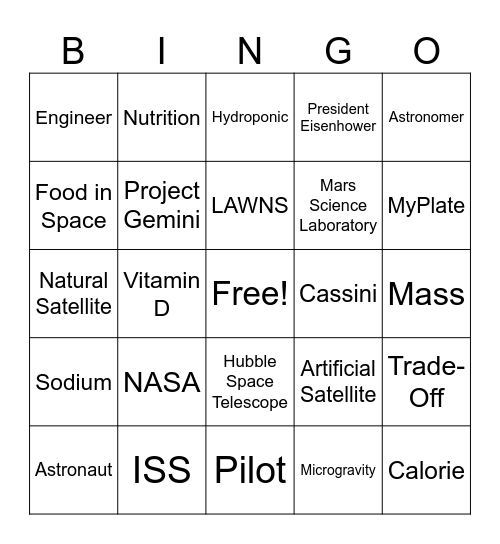 Corn in Space Bingo Card