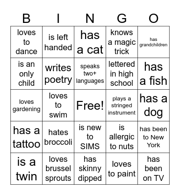 FIND SOMEONE WHO... Bingo Card