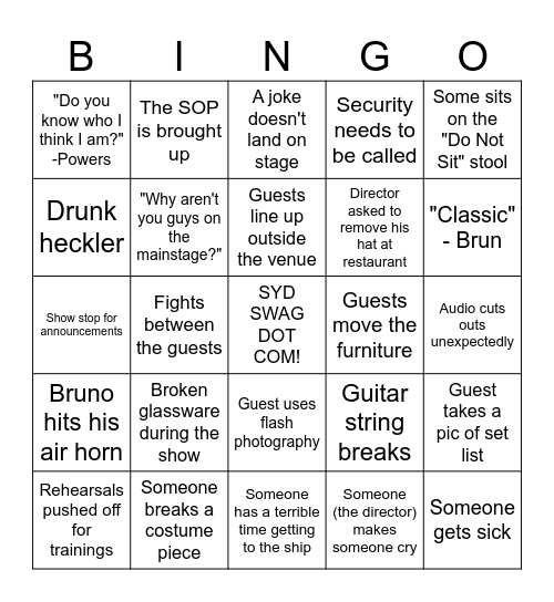 SYD NORMAN'S INSTALL Bingo Card