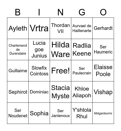 Bingo Night! Heavensward Bingo Card