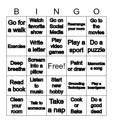 Coping Skills Bingo! Bingo Card