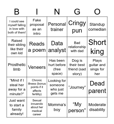 Bachelorette Jenn Bingo Card