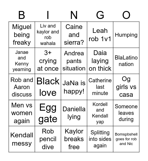 movie night Bingo Card