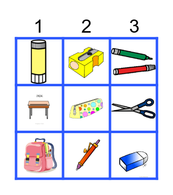 School Supplies Bingo Card