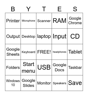 Technology Bingo Card