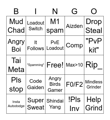 Shindo Life Bingo Card