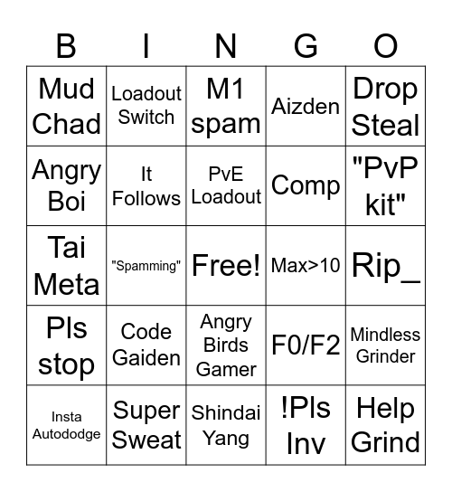 Shindo Life Bingo Card