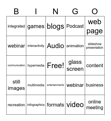 Vocabulary Bingo Card