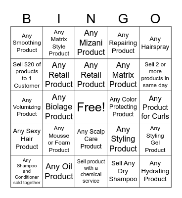 Retail Bingo Card