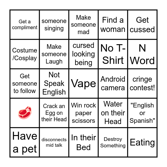Omegle Bingo Card