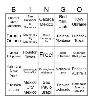 Temple Bingo Card