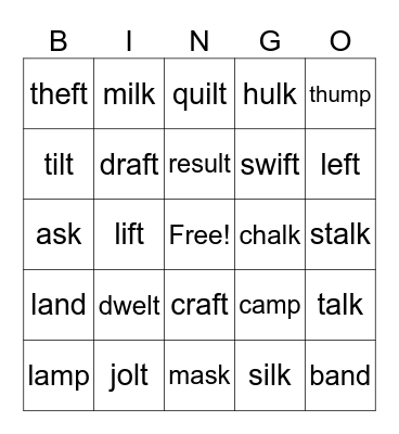End Blends Bingo Card