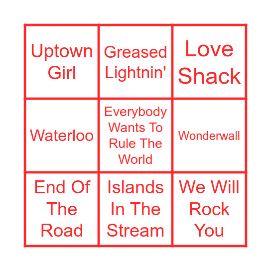 KARAOKE SINGALONG Bingo Card