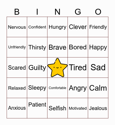 Feelings & Emotions Bingo Card