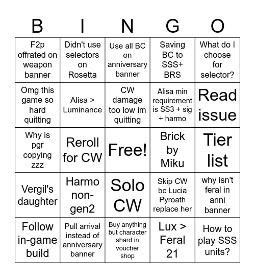 Everglowing Justice Bingo Board Bingo Card