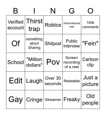 Reels Bingo Card