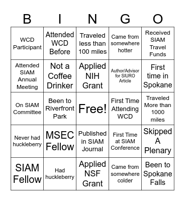 WCD '24 Bingo! Bingo Card