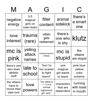 Magical Girl Bingo! Bingo Card