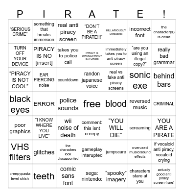 ANTI PIRACY BINGO!!! Bingo Card