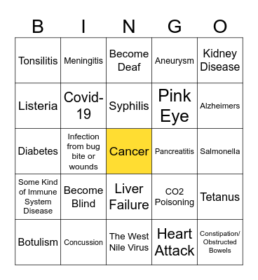 Health Anxiety BINGO Card