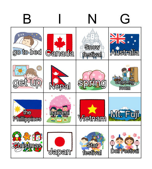 Unit 1~3 Bingo Card