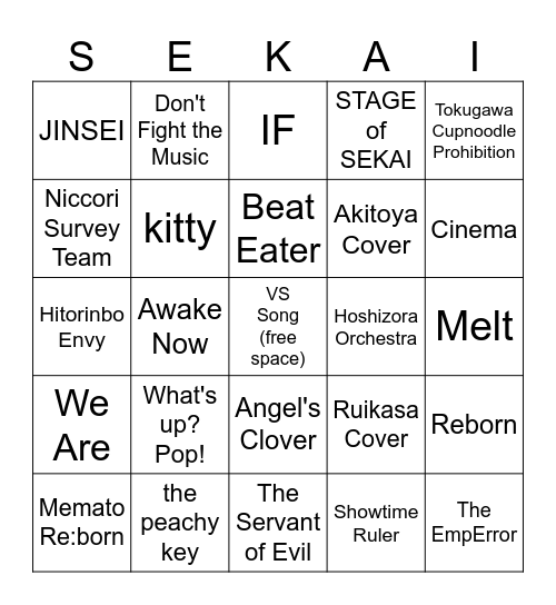 ensekai cc bingo Card