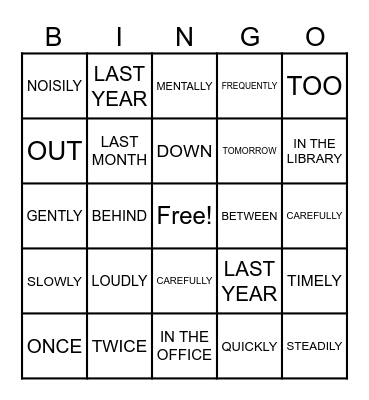 ADVERB Bingo Card