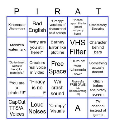 Anti Piracy Screen Bingo Card