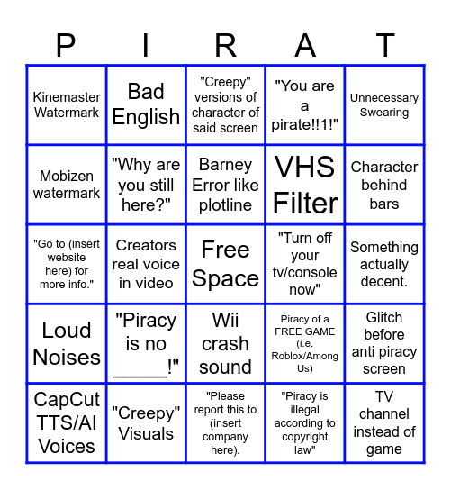 Anti Piracy Screen Bingo Card