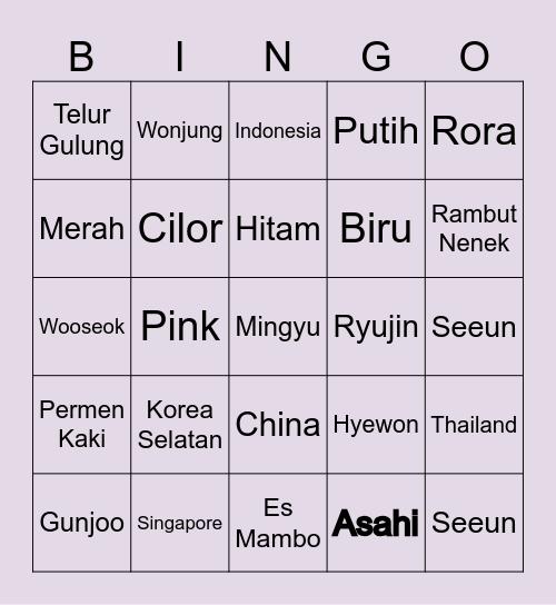 cucuJAEWON Bingo Card