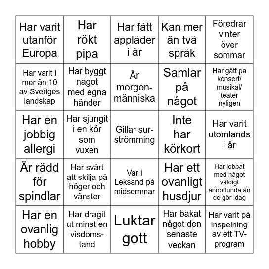 Mingelbingo! Bingo Card