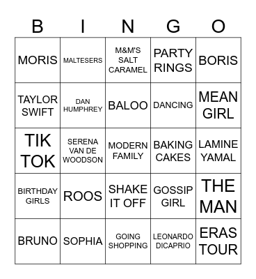 BIRTHDAY GIRLS Bingo Card