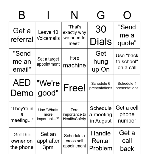 Phone Block Bingo Card