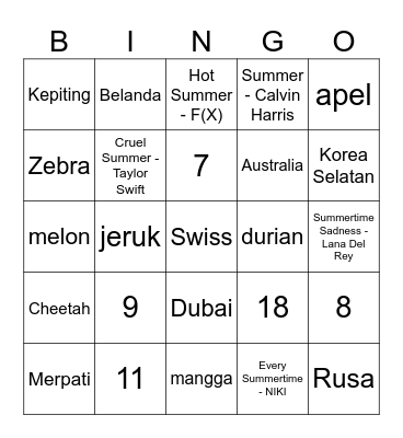 Zivanka's Bingo Card