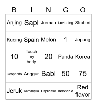 punya jean Bingo Card