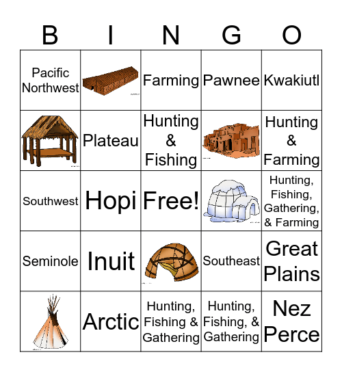 Native American Bingo Card