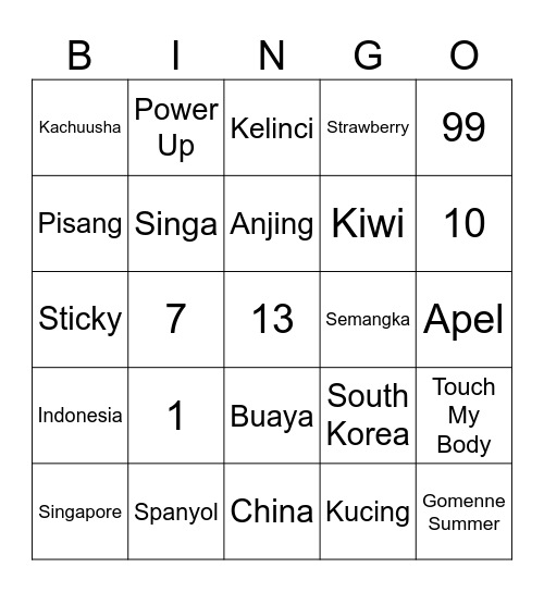 Punya Arthur Bingo Card