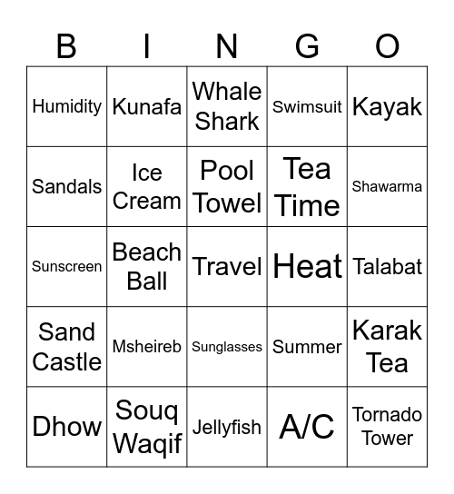 SSA Summer Bingo Card