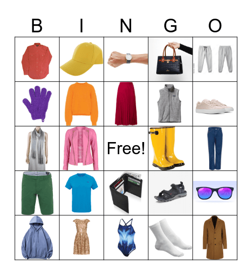 Clothes Items Bingo Card