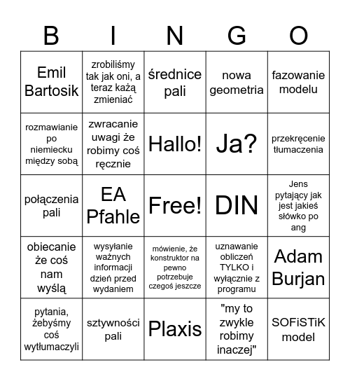 Deutsches Besprechung Bingo Card