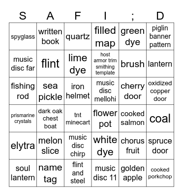 Minecraft BlockOut 1.21 Bingo Card
