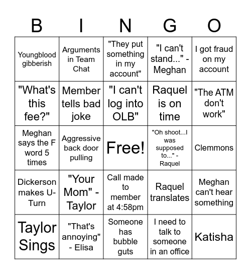 Steele Creek Bingo Card